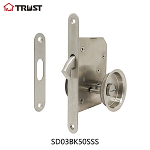 华信 SD03BK50-SSS 系列隐藏式室内移门锁体 304不锈钢椭圆勾舌