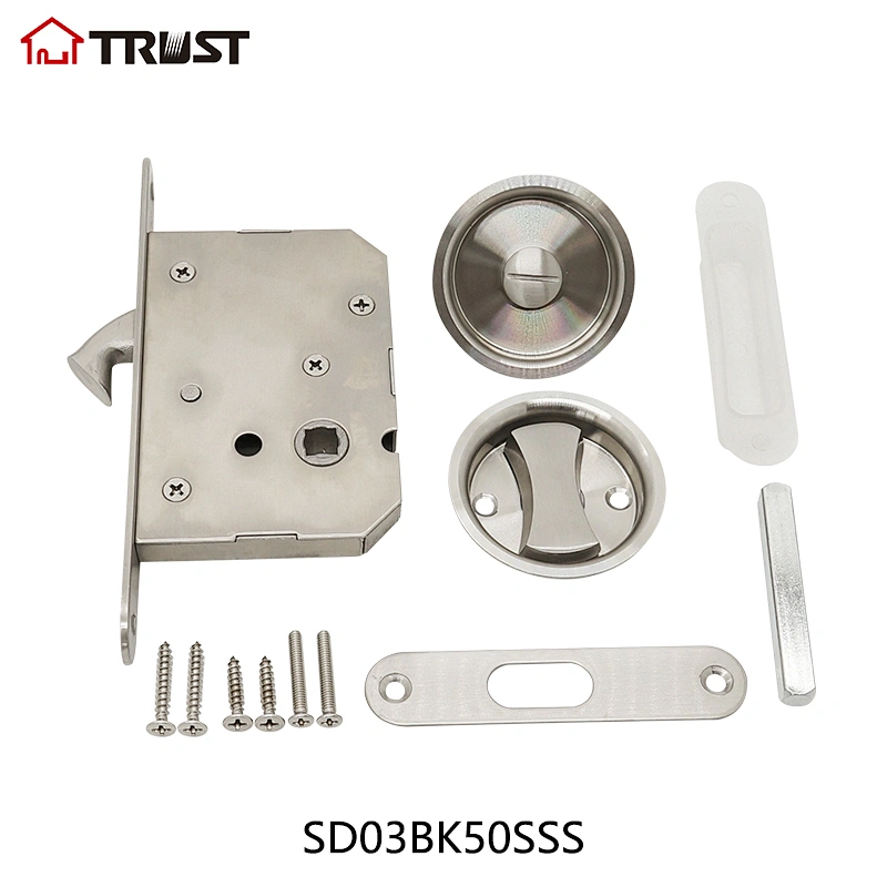 华信 SD03BK50-SSS 系列隐藏式室内移门锁体 304不锈钢椭圆勾舌